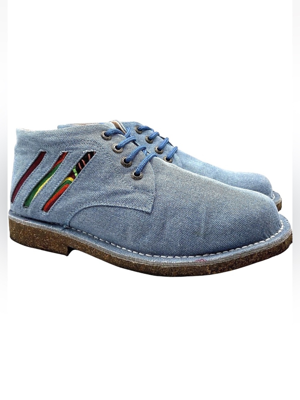MABACOL Handmade Denim Boho Chukka Boots Women 10 Blue Artisan